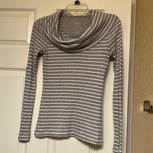 Womens XS Gap The Octavia waffle knit pullover - grey and white striped